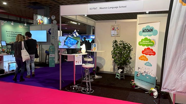 NOT 2023 event space with Moomin Language School's booth at the front