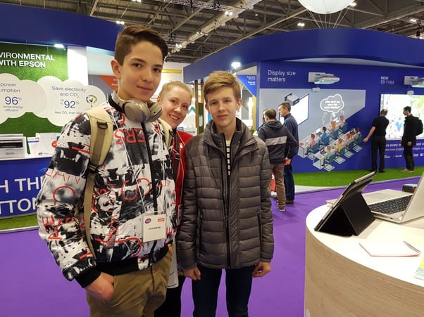 Anu Guttorm and Aurinkolahti students at Bett 2018